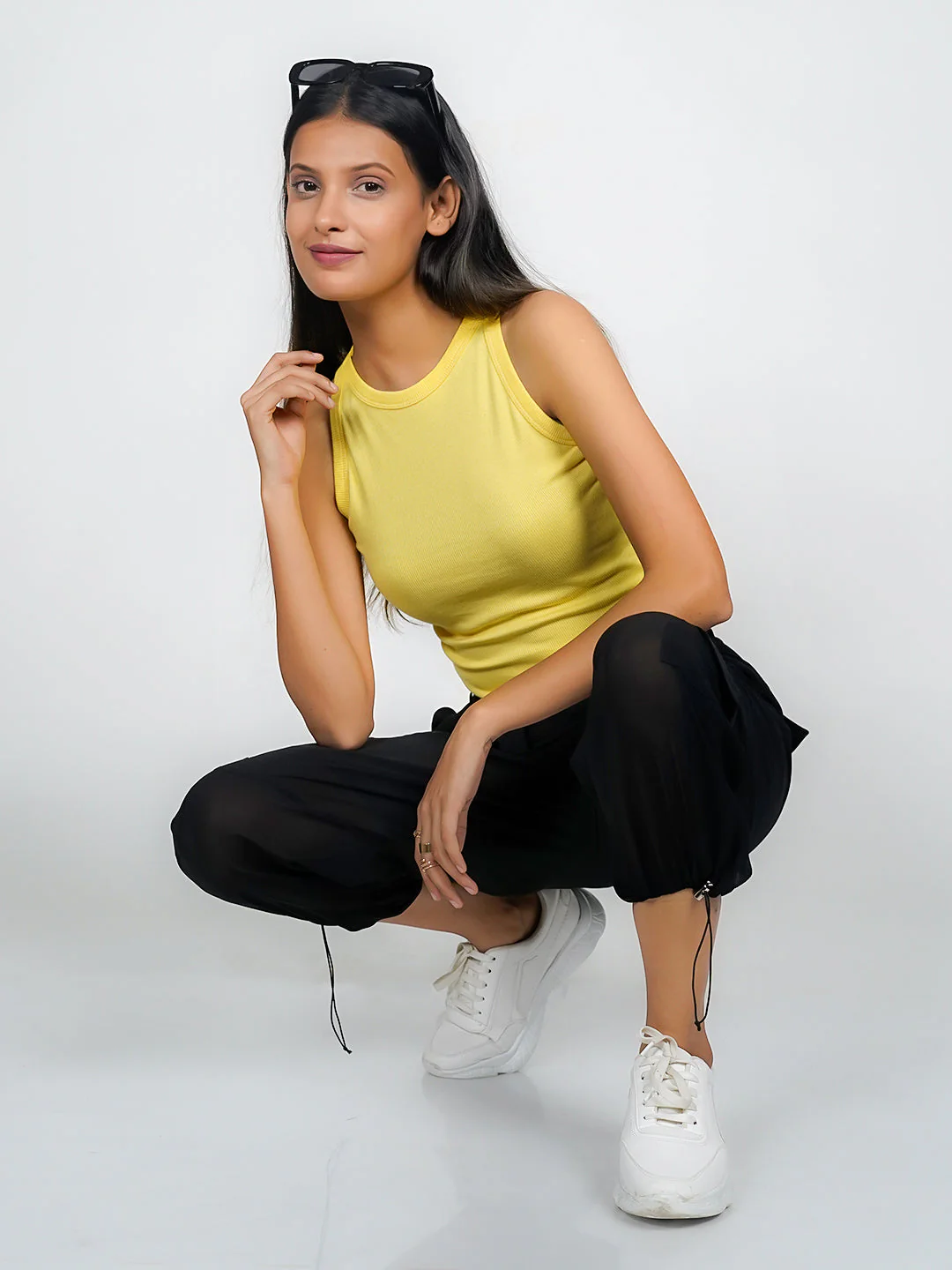 Yellow Solid Basic Crop Top - Image 7
