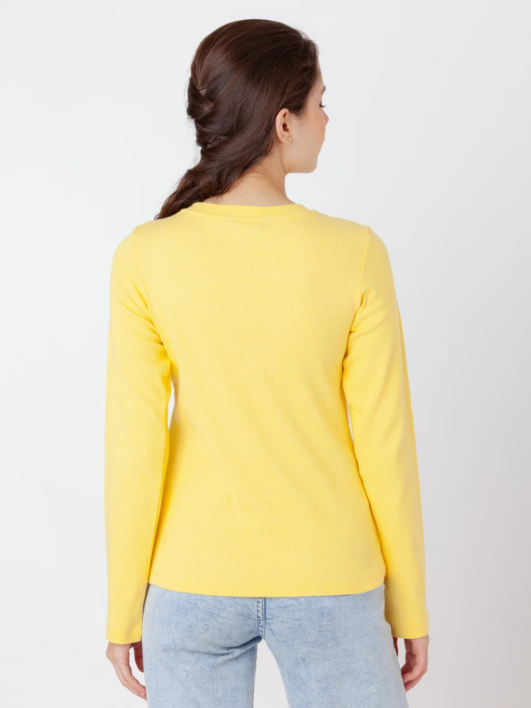 Yellow Solid Bodycon Top - Image 4