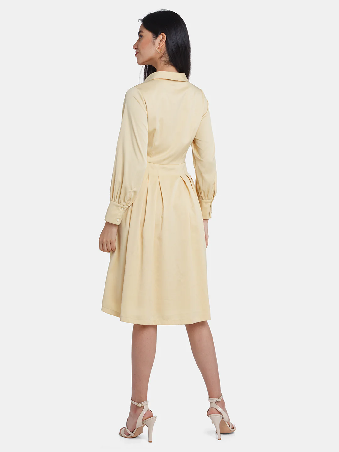 Yellow Solid Corset Midi Dress - Image 4
