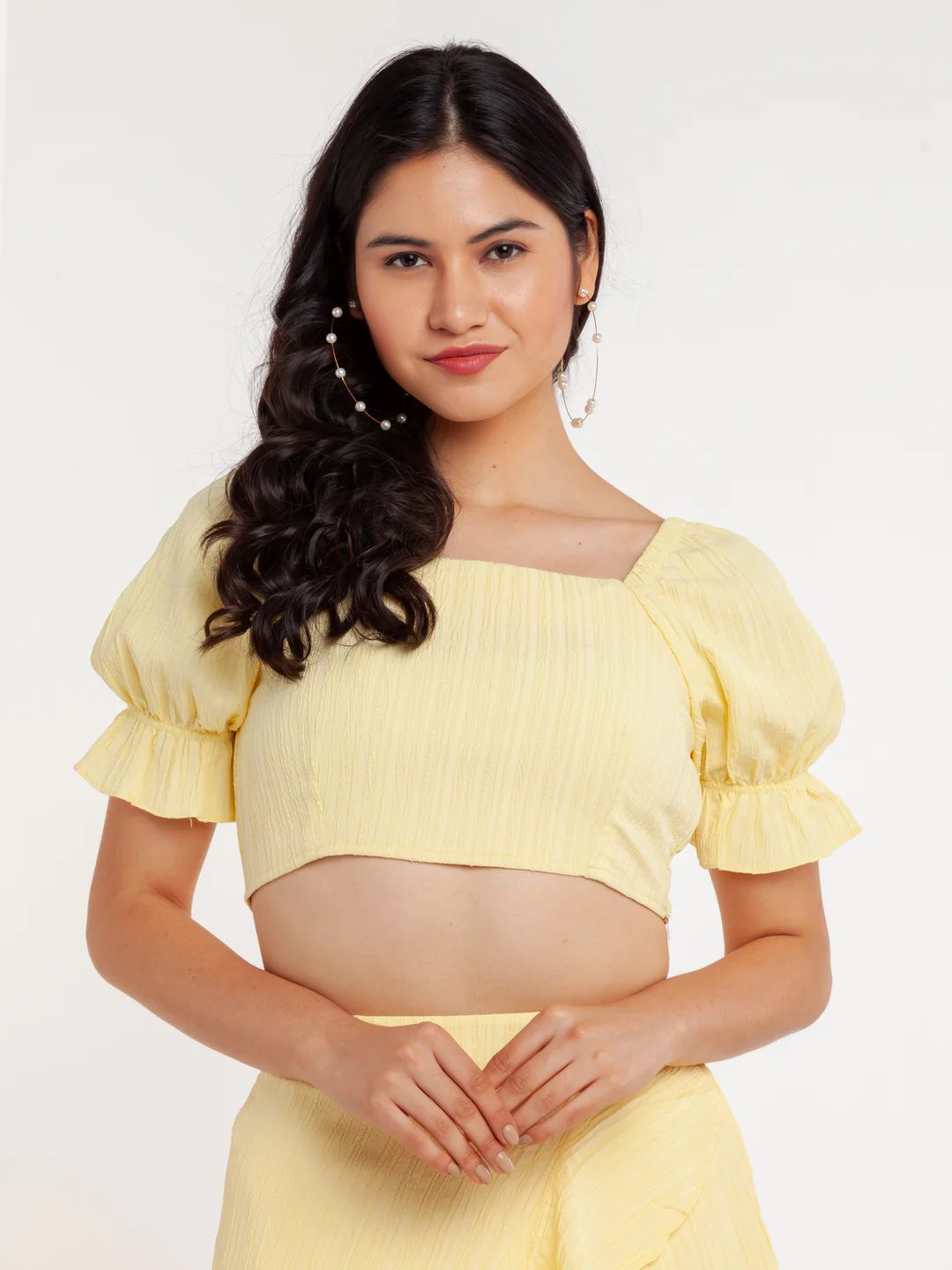 Yellow Solid Crop Top - Image 2