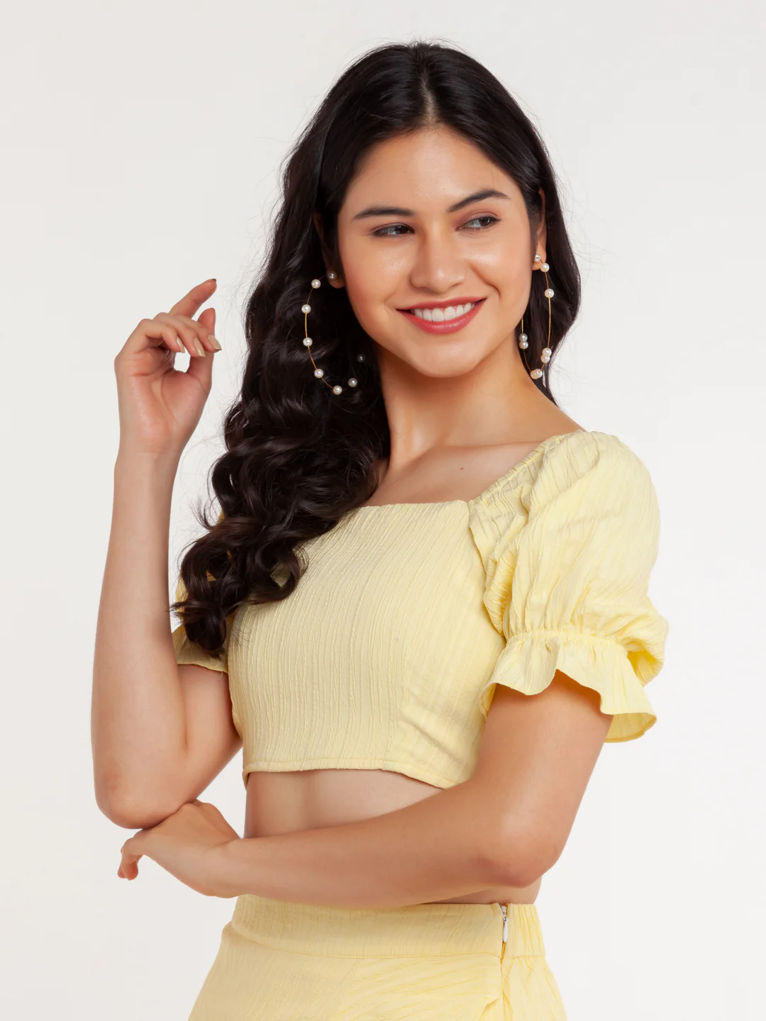 Yellow Solid Crop Top - Image 3