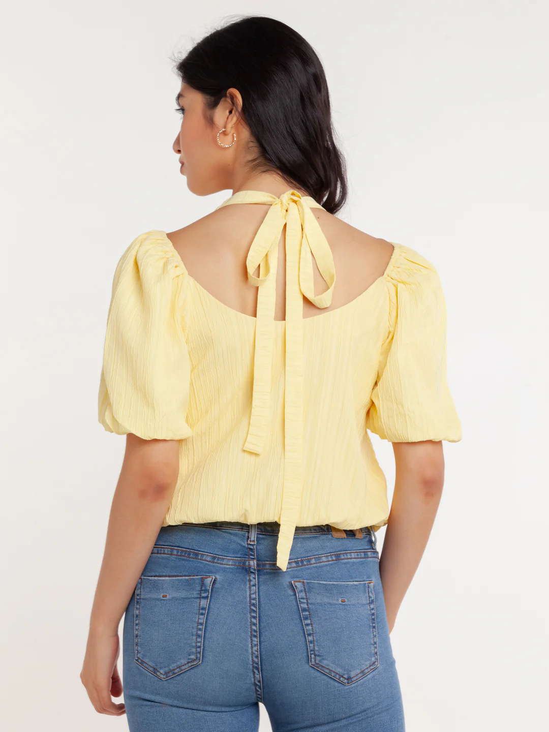 Yellow Solid Cutout Top - Image 4