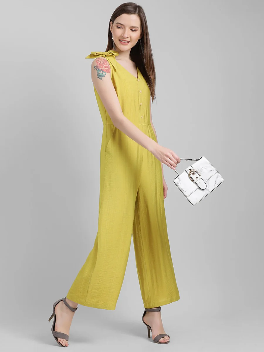 Yellow Solid Regular Jumpsuit - Image 6