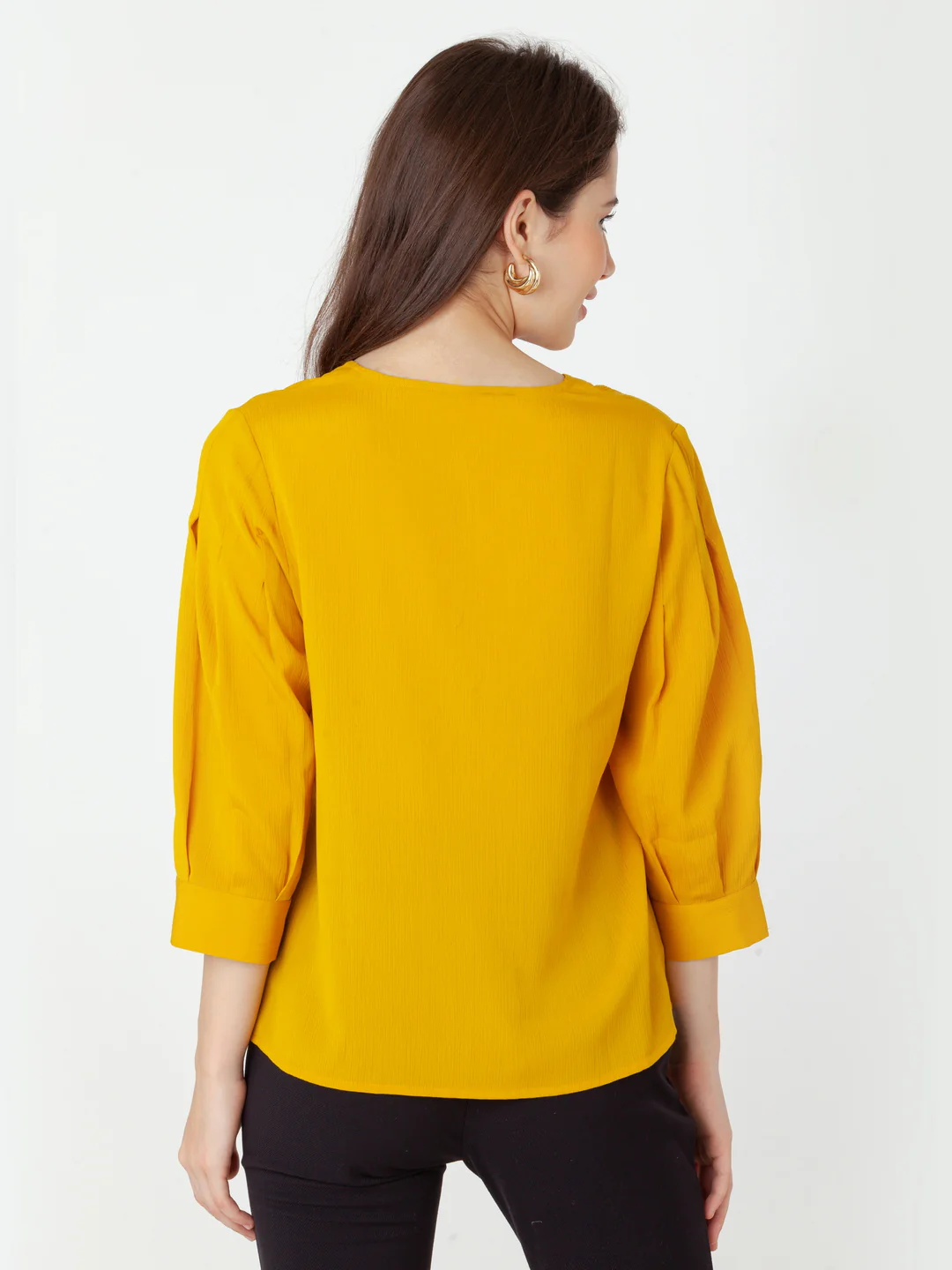 Yellow Solid Regular Top - Image 4