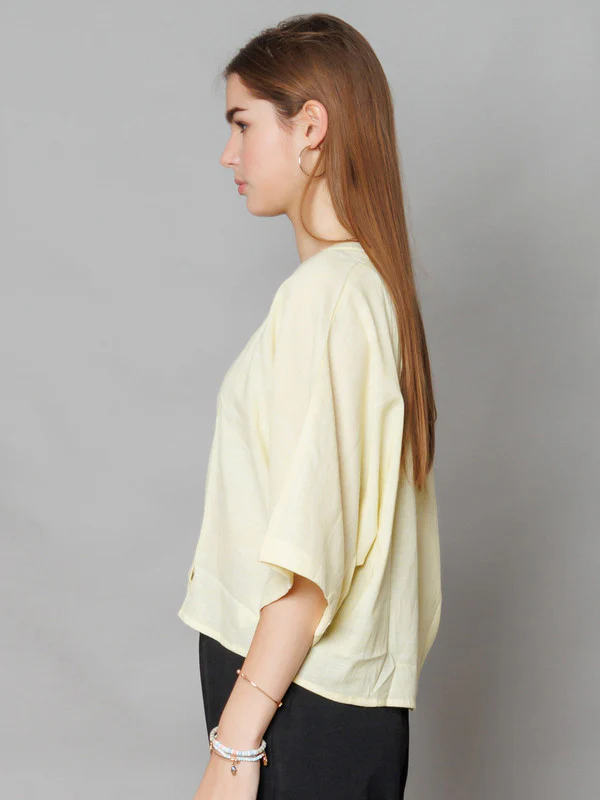 Yellow Solid Relaxed Fit Top - Image 3
