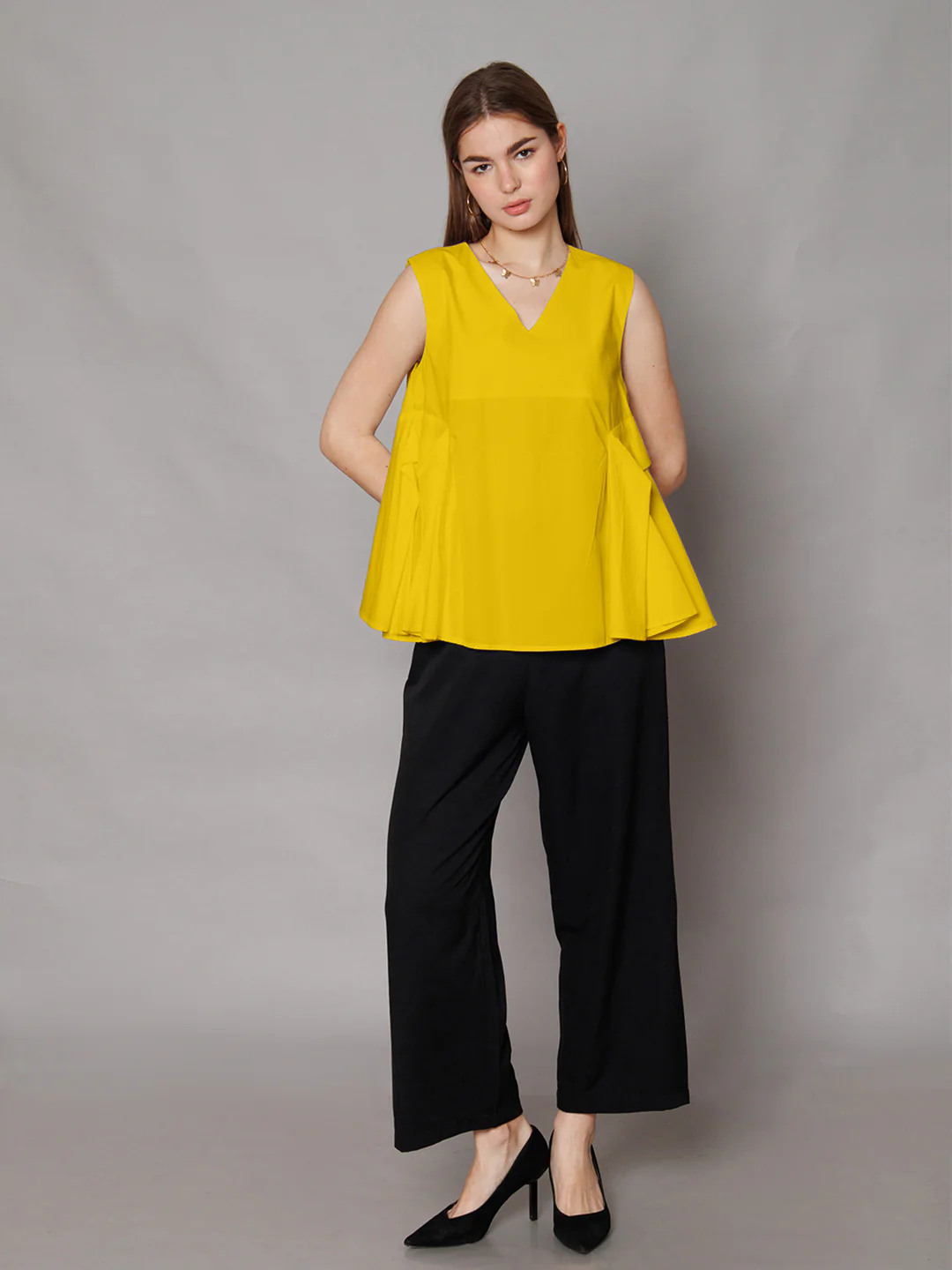 Yellow Solid Relaxed Fit Top - Image 2