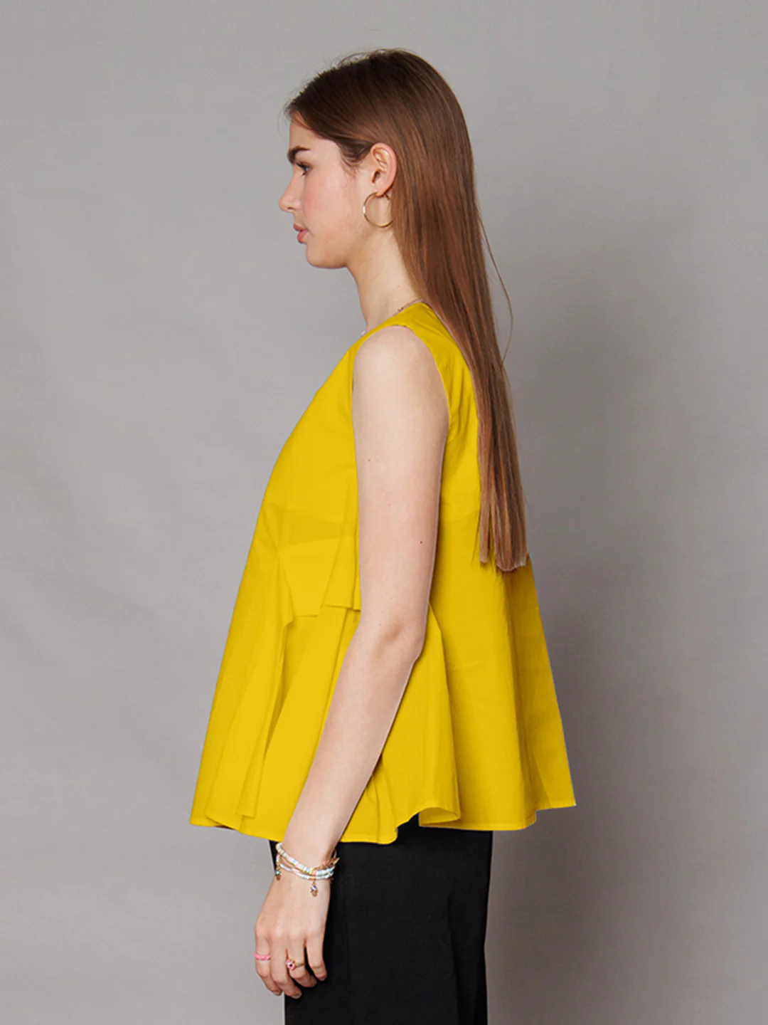 Yellow Solid Relaxed Fit Top - Image 5