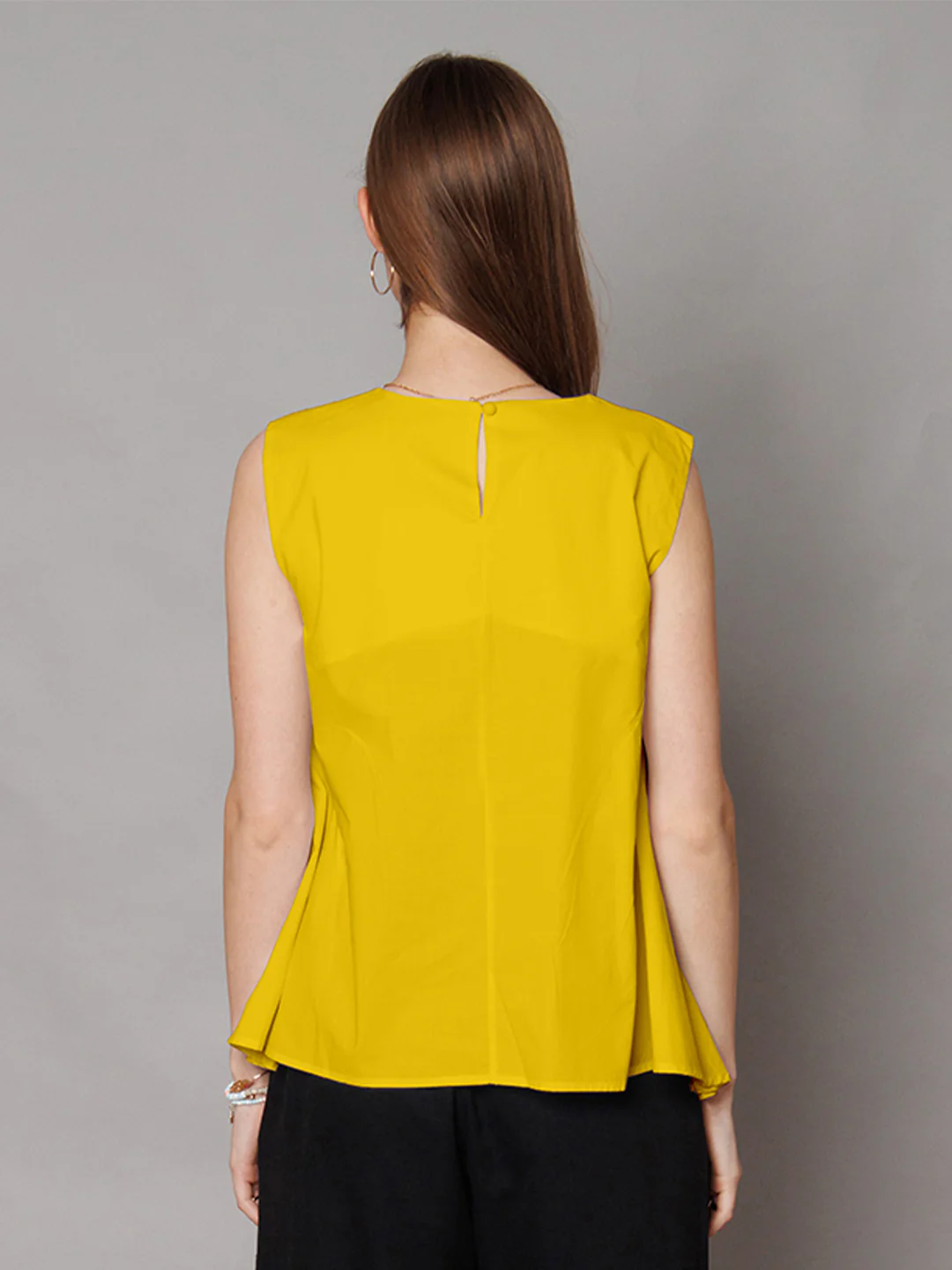 Yellow Solid Relaxed Fit Top - Image 6