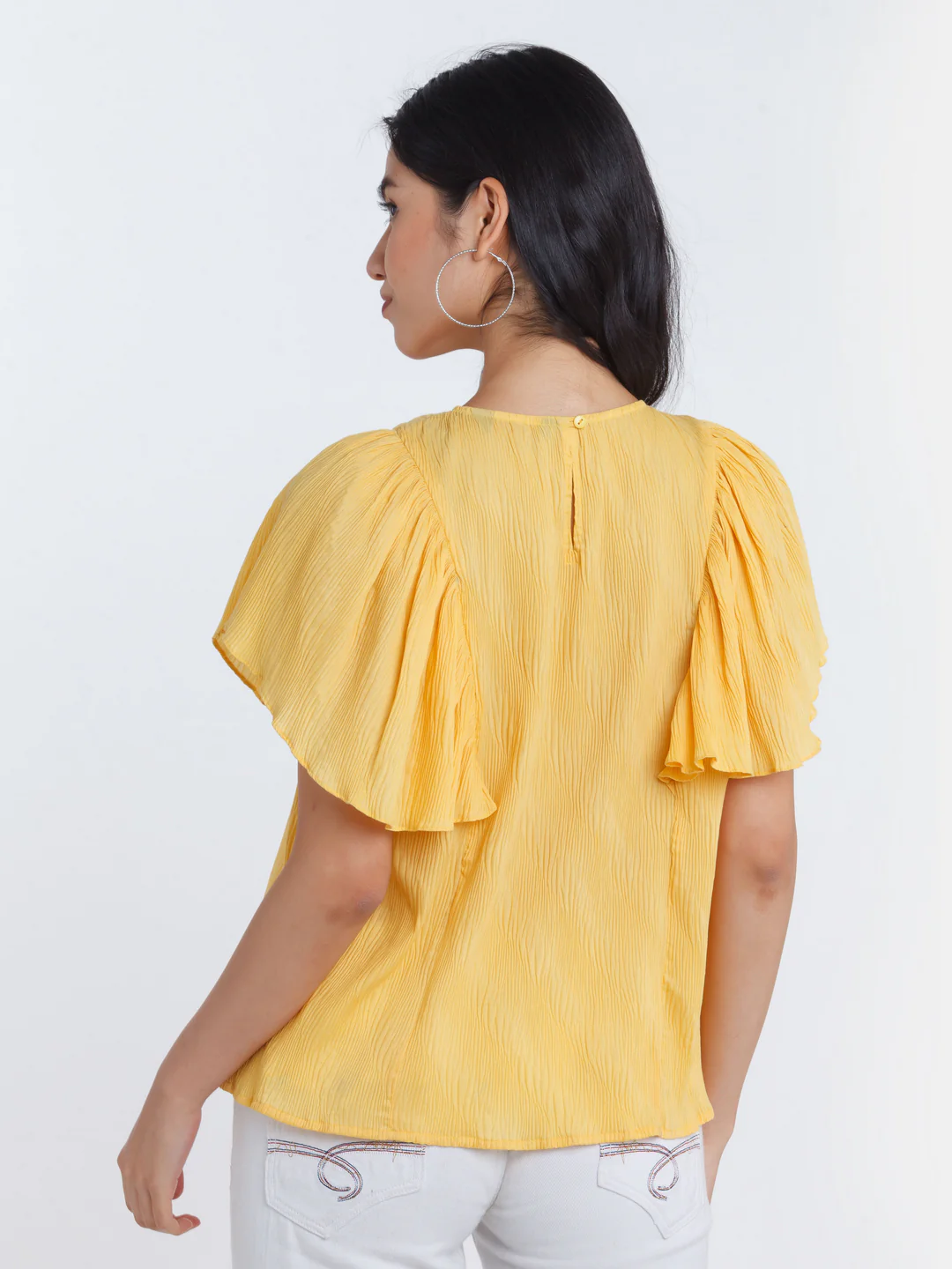 Yellow Solid Ruffled Top - Image 4