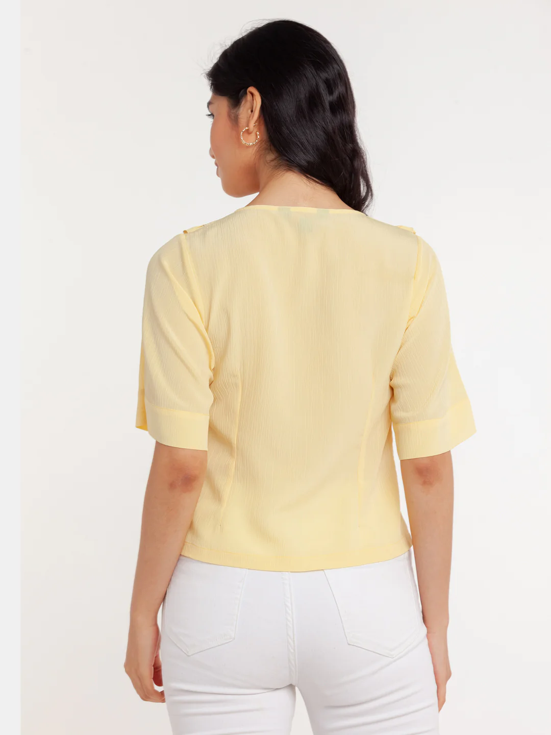 Yellow Solid Ruffled Top - Image 4