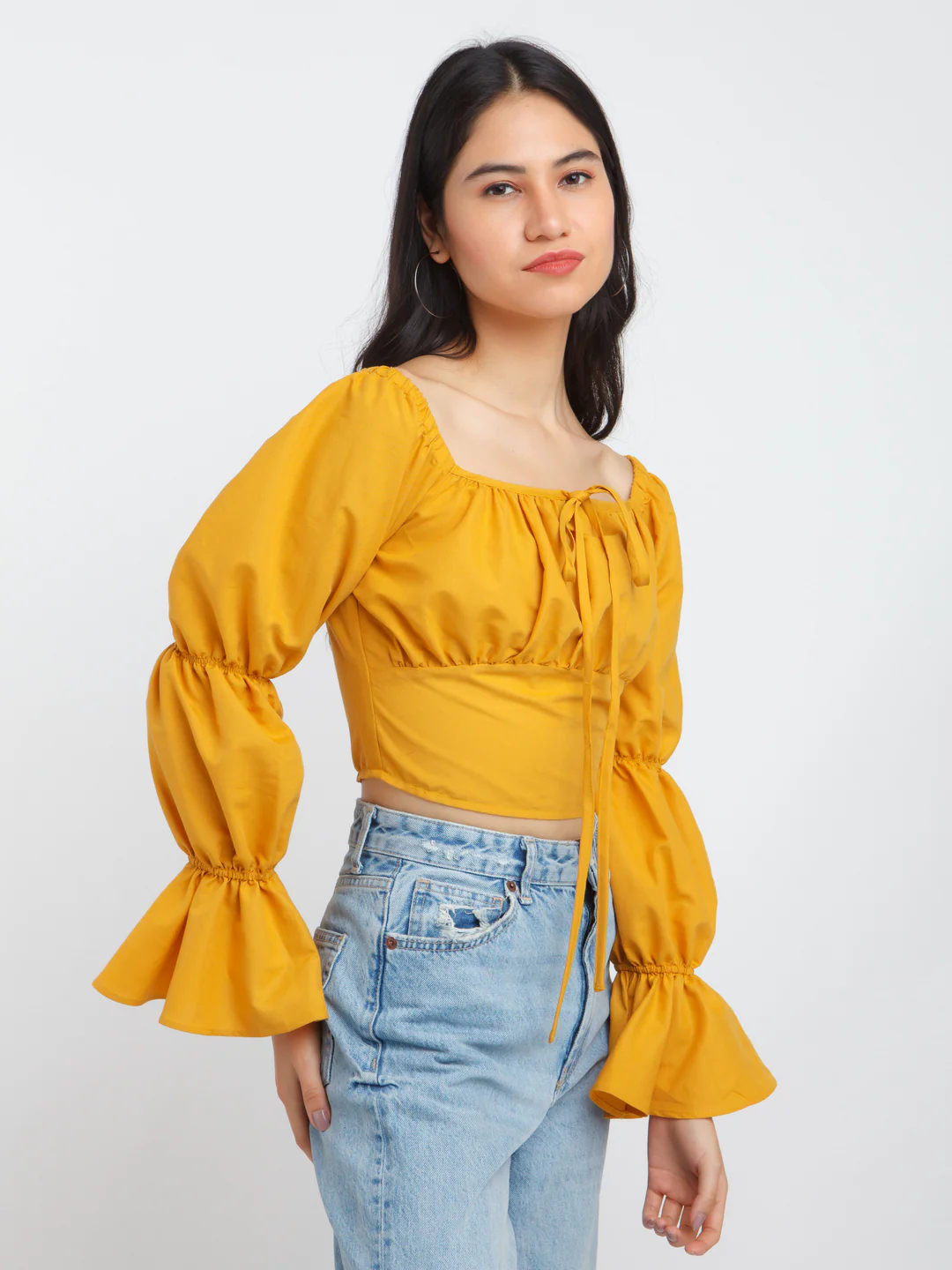 Yellow Solid Ruffled Top - Image 3