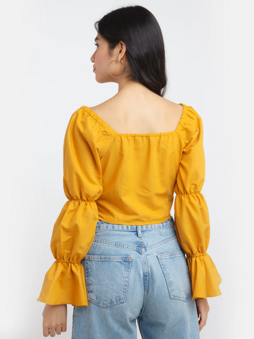 Yellow Solid Ruffled Top - Image 4