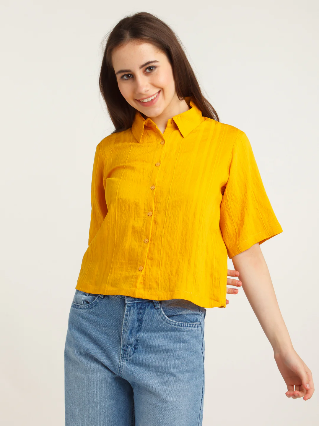 Yellow Solid Shirt - Image 3