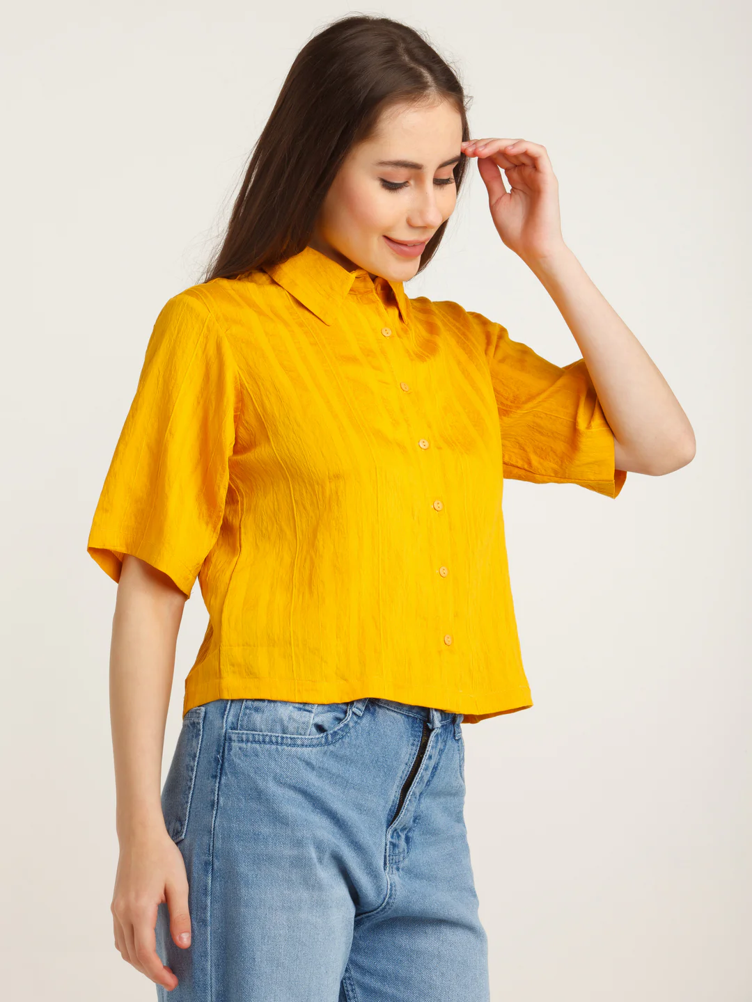 Yellow Solid Shirt - Image 4