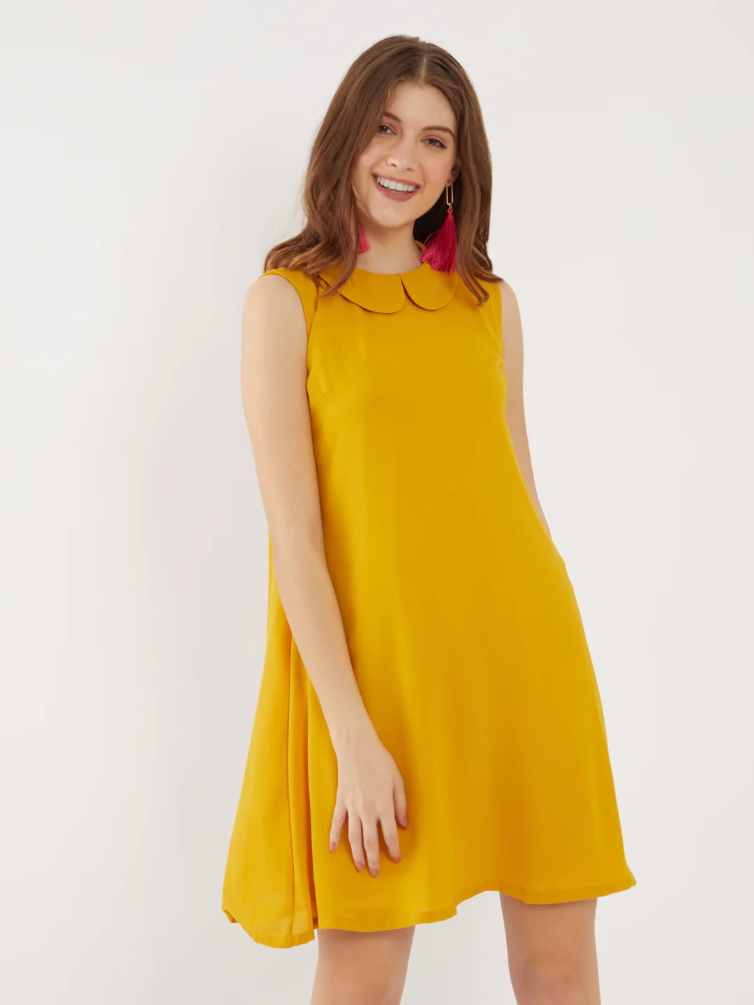 Yellow Solid Short Dress - Image 2