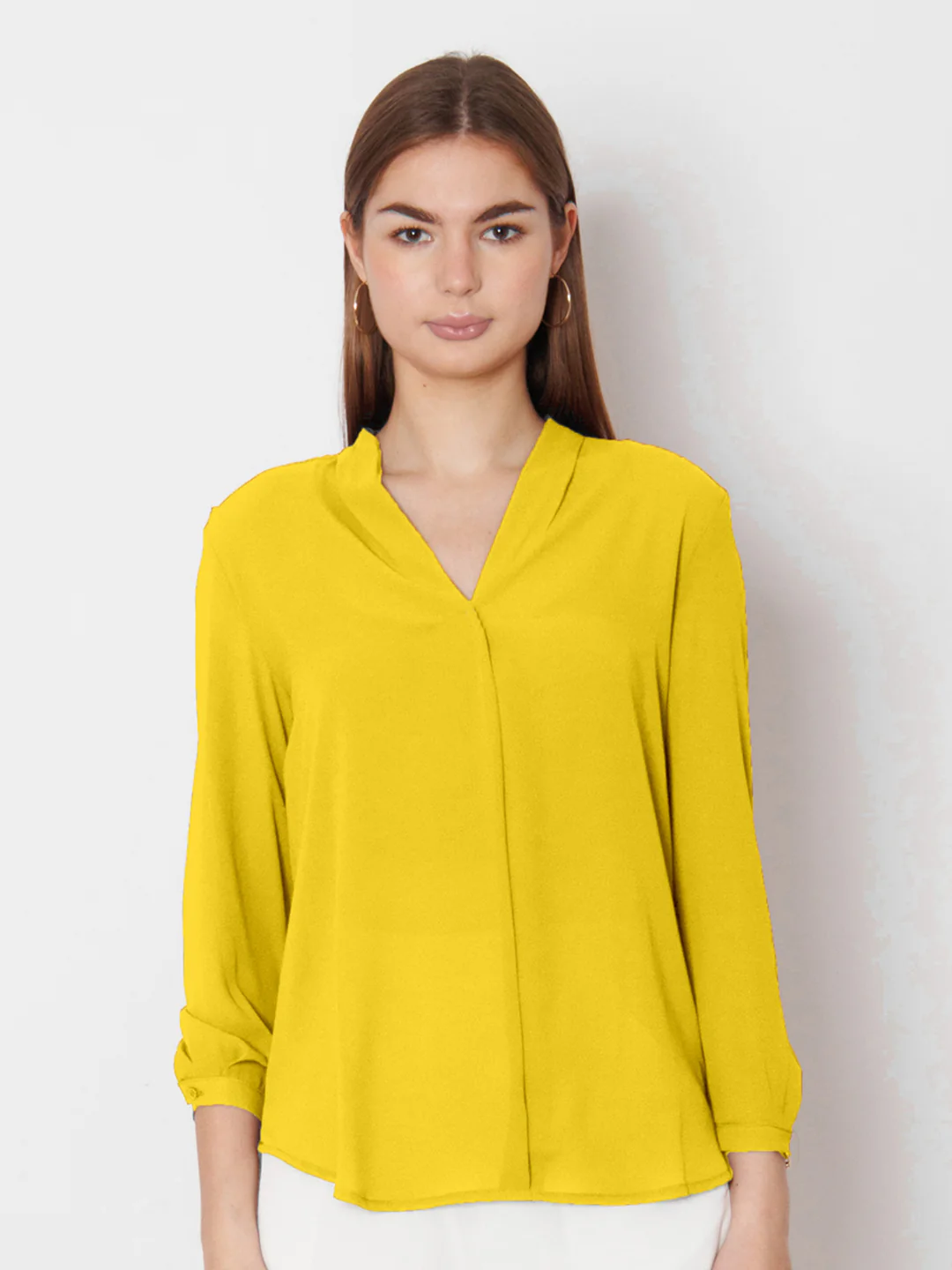 Yellow Solid Straight Fit Top - Image 2