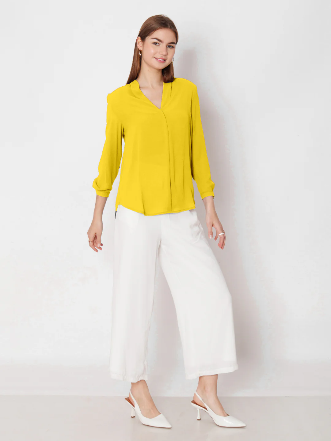 Yellow Solid Straight Fit Top - Image 5