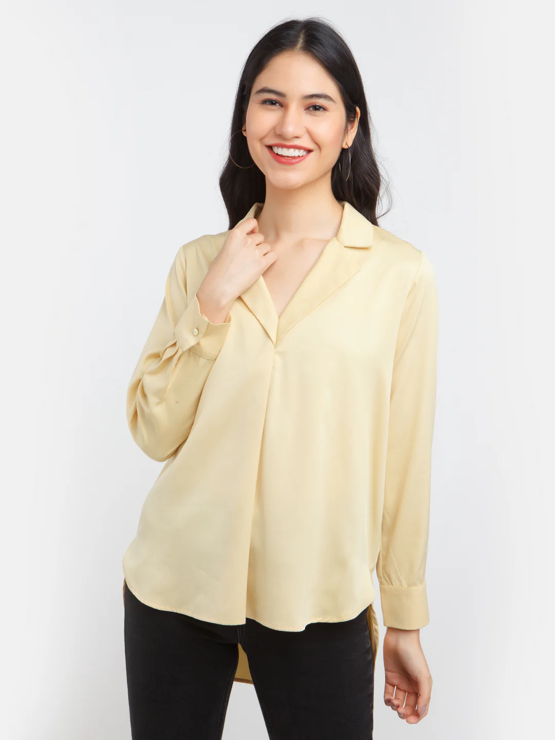 Yellow Solid Straight Shirt - Image 2
