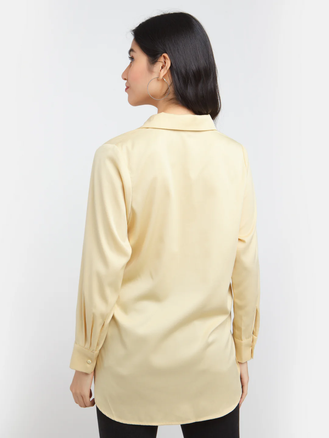 Yellow Solid Straight Shirt - Image 4