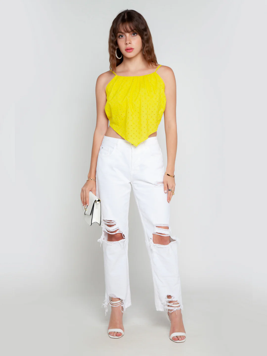 Yellow Solid Strappy Top