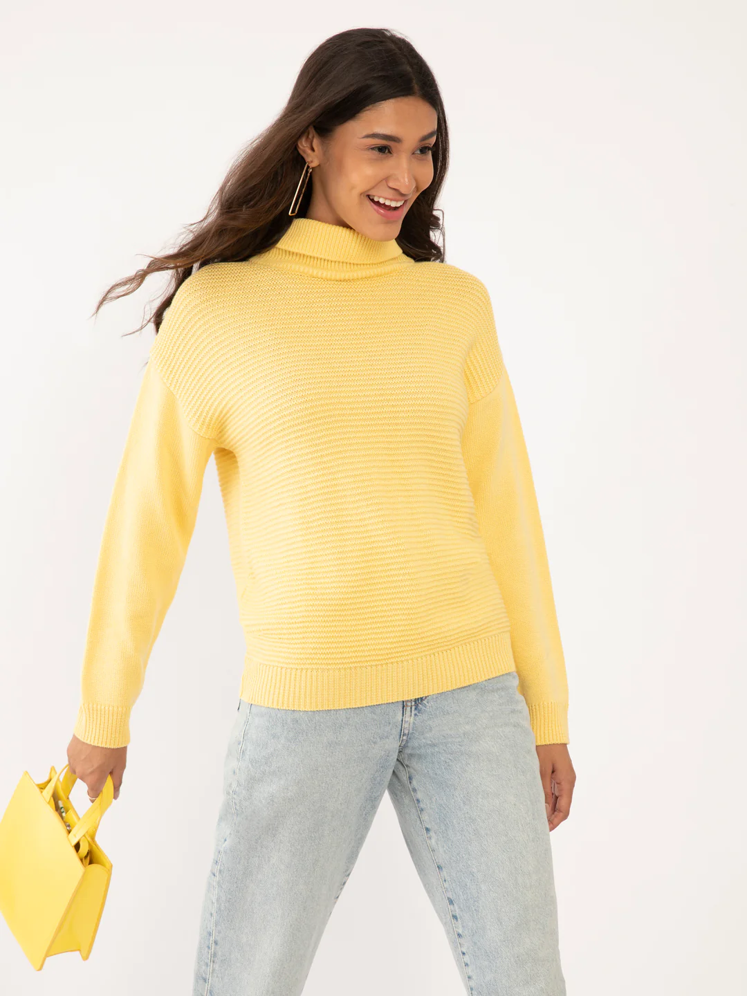 Yellow Solid Sweater - Image 2