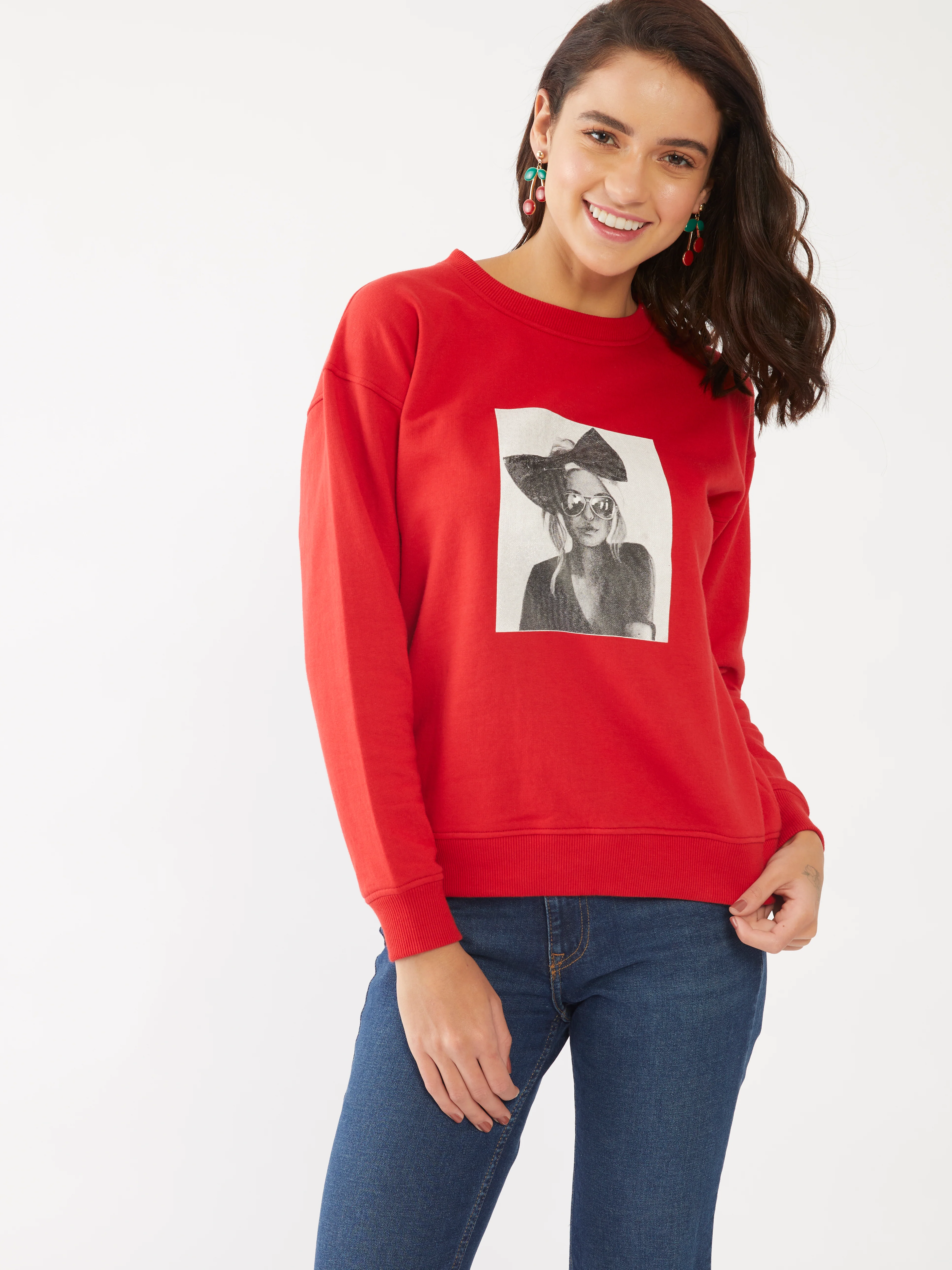 Red Solid Sweatshirt - Image 2