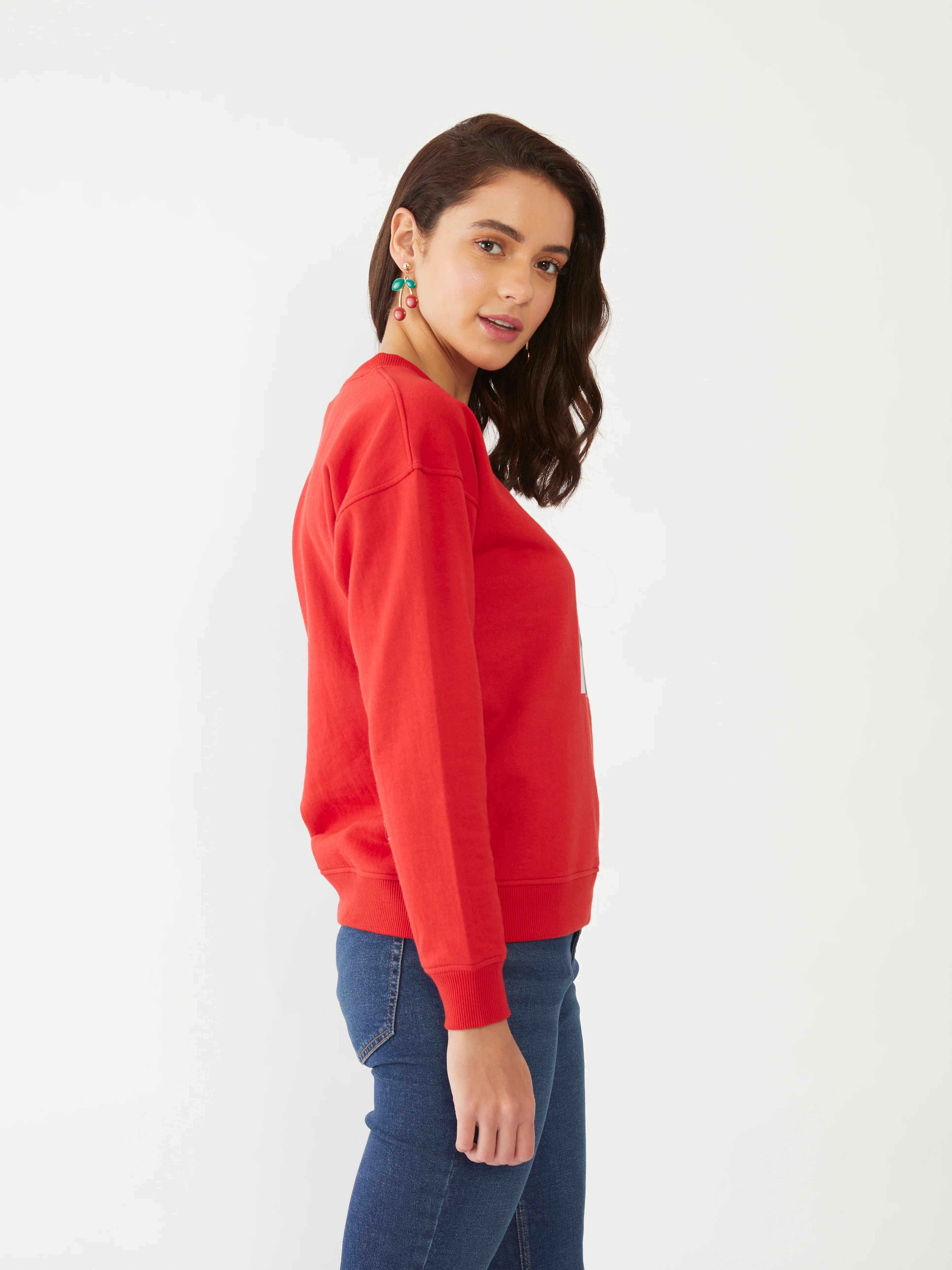 Red Solid Sweatshirt - Image 3