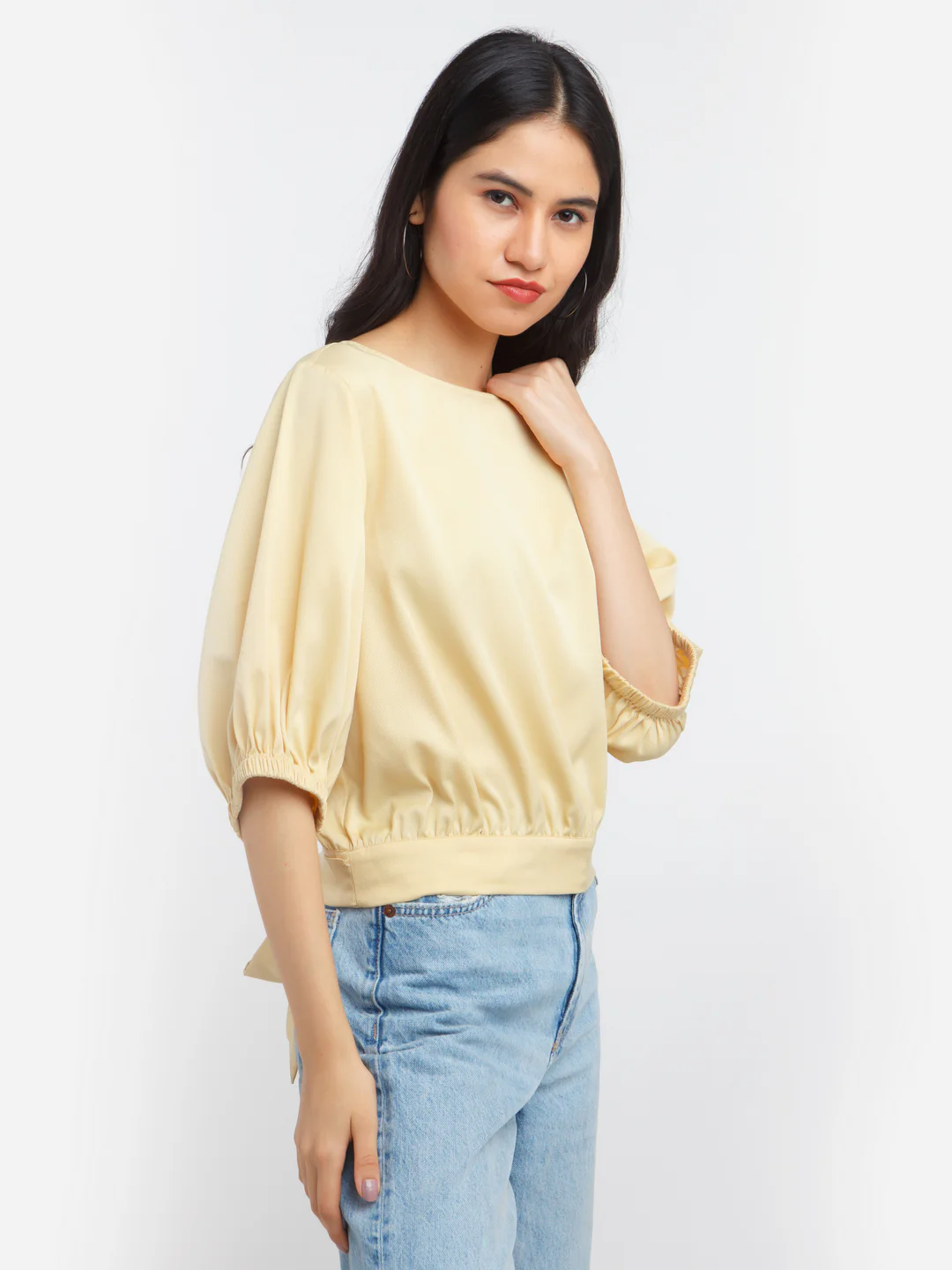 Yellow Solid Tie-Up Top - Image 3