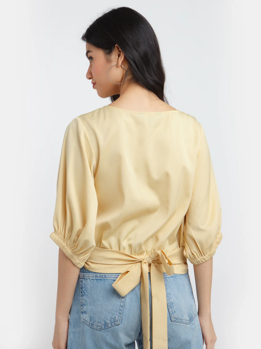 Yellow Solid Tie-Up Top - Image 4