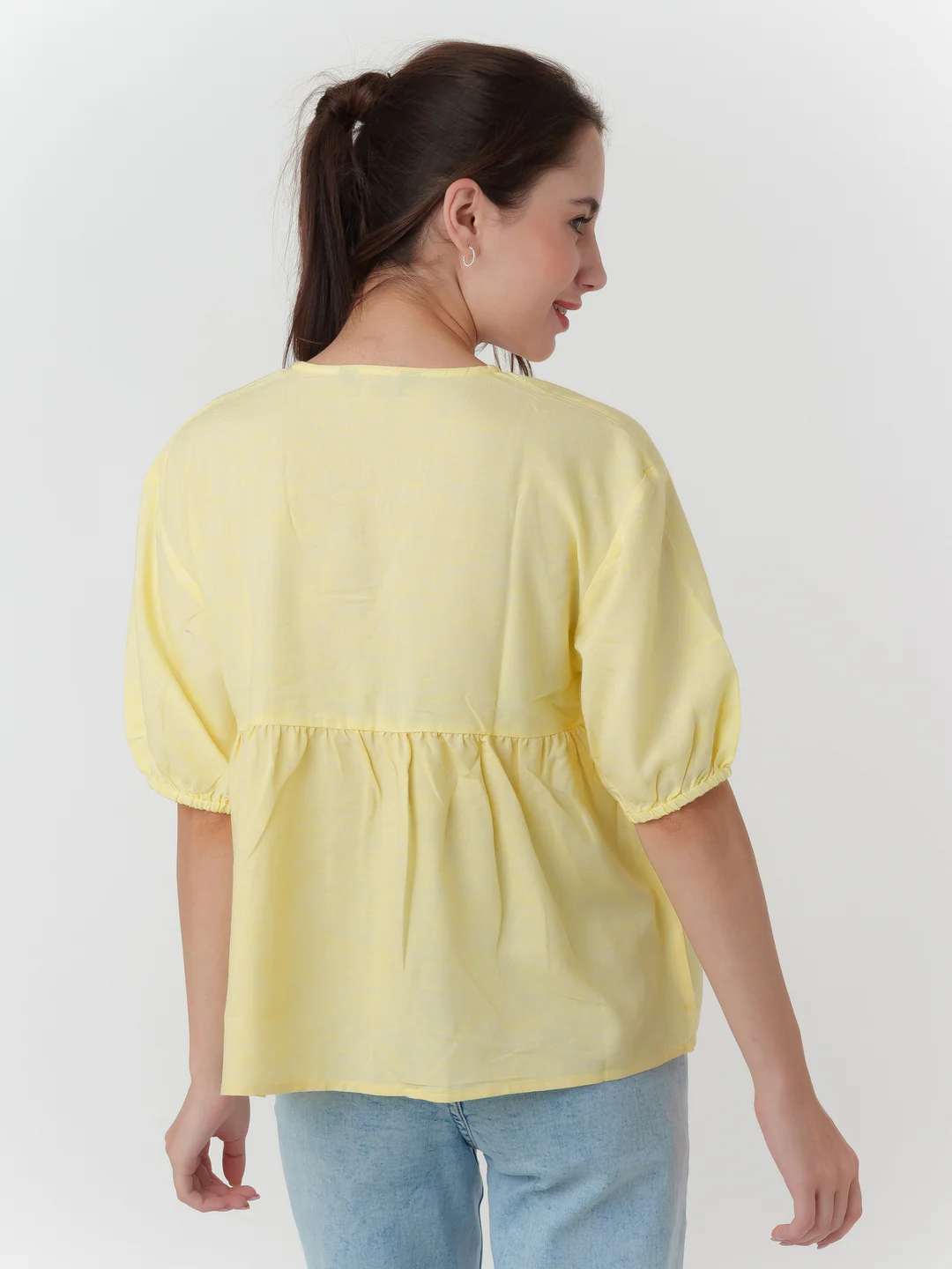 Yellow Solid Tiered Top - Image 4