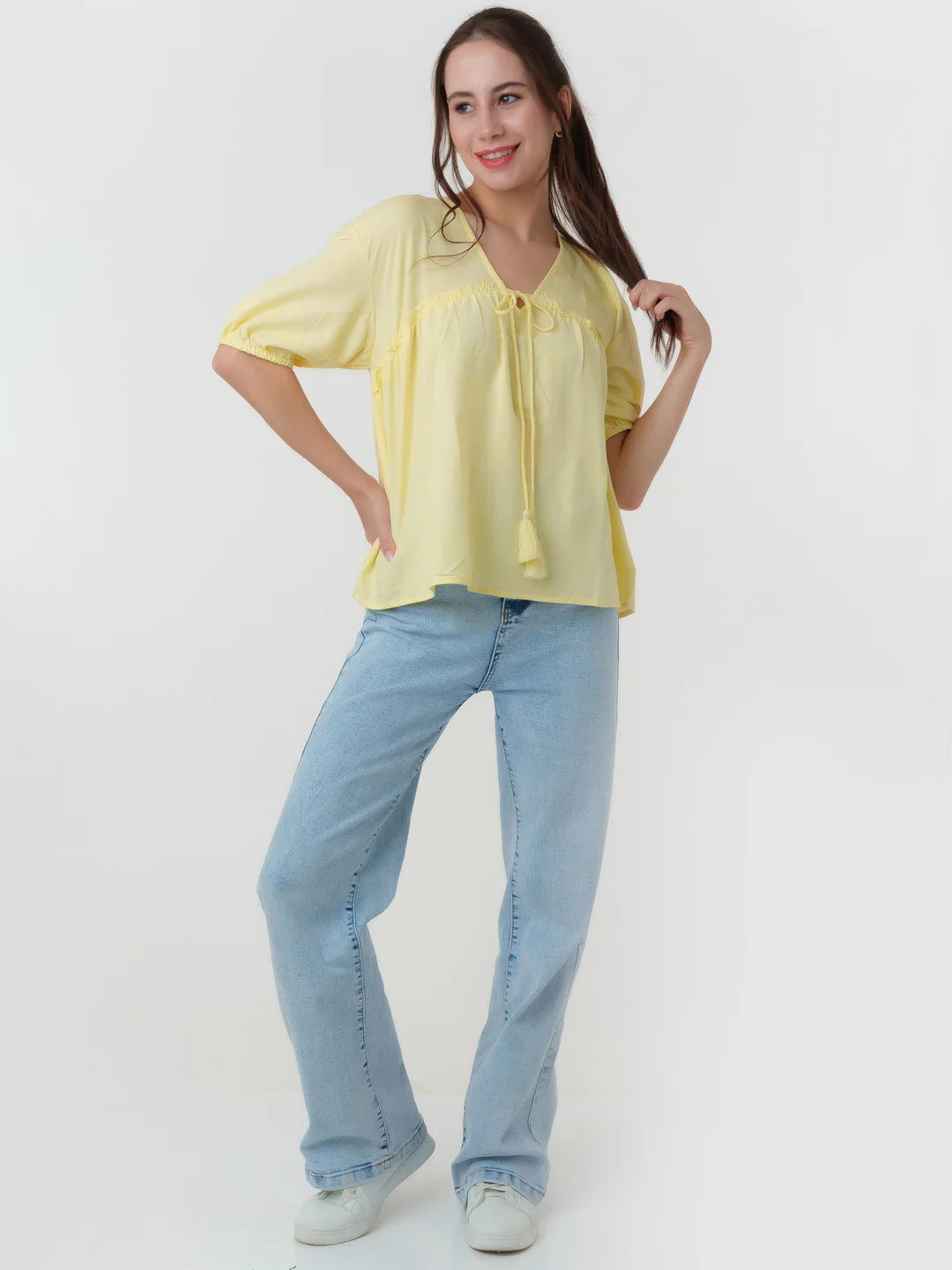 Yellow Solid Tiered Top - Image 5