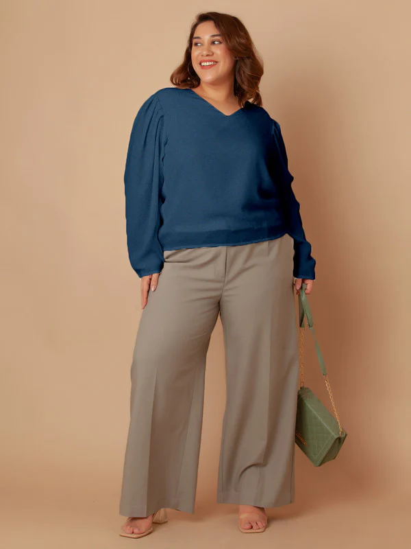 Blue Solid Regular Top