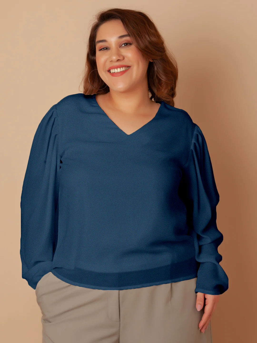 Blue Solid Regular Top - Image 2