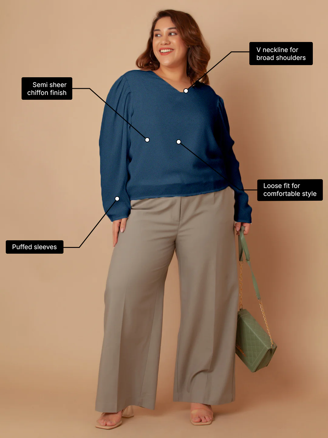 Blue Solid Regular Top - Image 3