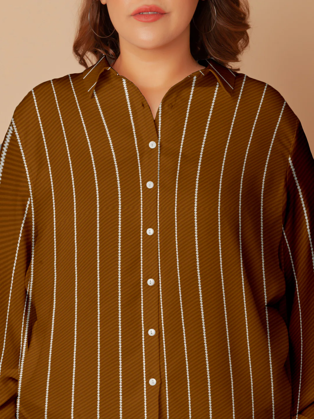 Brown Stripes Buttoned Shirt - Image 5
