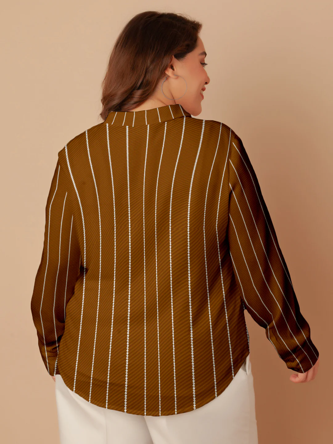 Brown Stripes Buttoned Shirt - Image 6