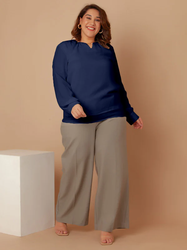 Navy Solid Regular Top