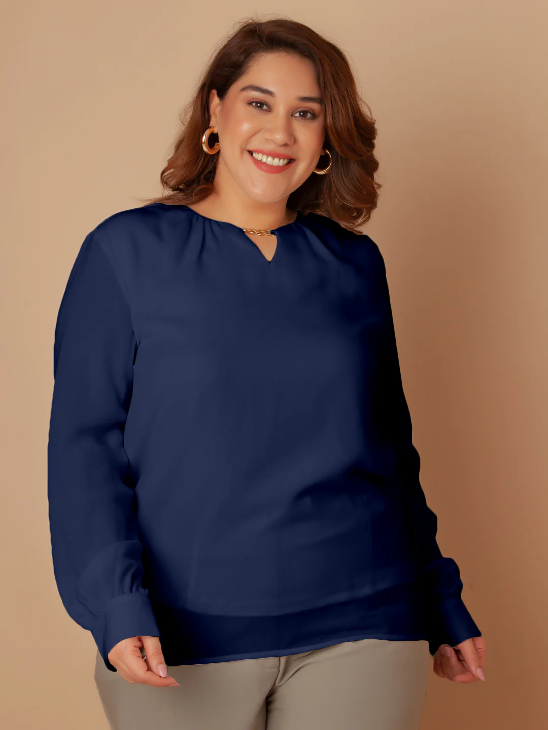 Navy Solid Regular Top - Image 2