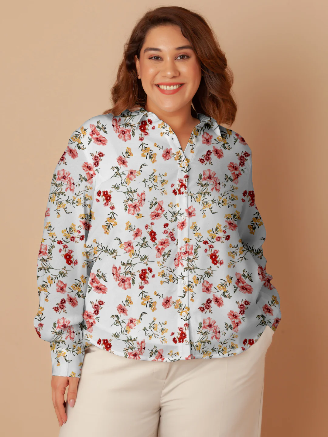 Off White Floral Print Buttoned Shirt - Image 2