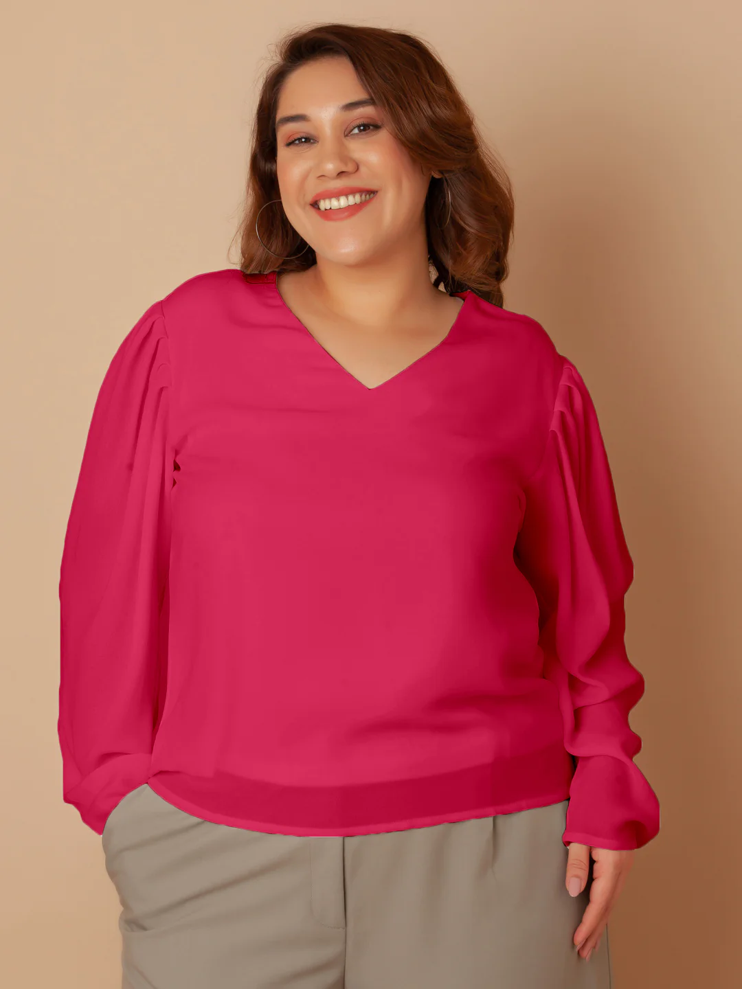 Pink Solid Regular Top - Image 2