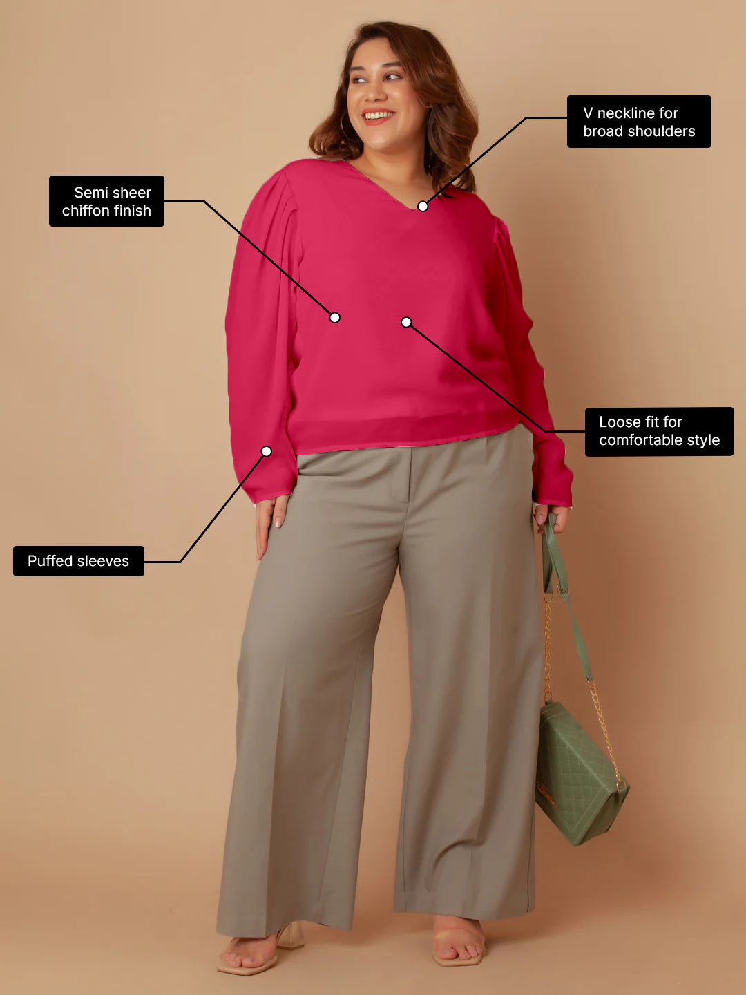 Pink Solid Regular Top - Image 3