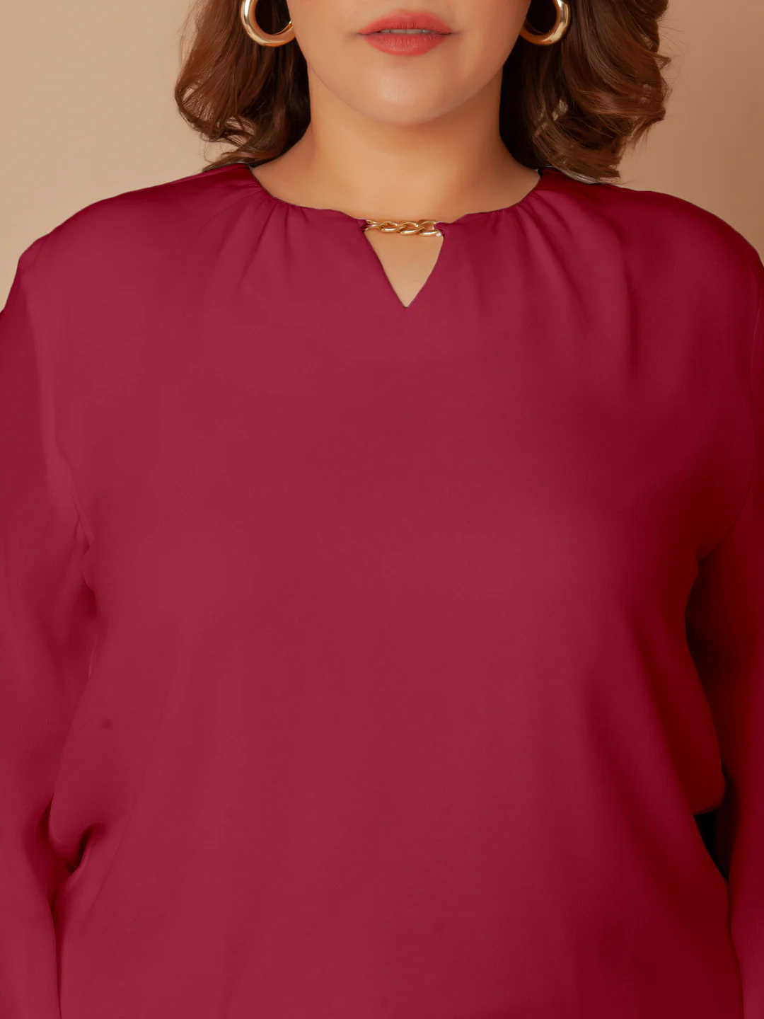 Red Solid Regular Top - Image 5