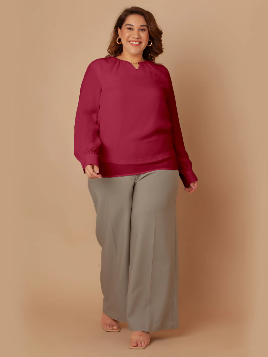 Red Solid Regular Top - Image 7