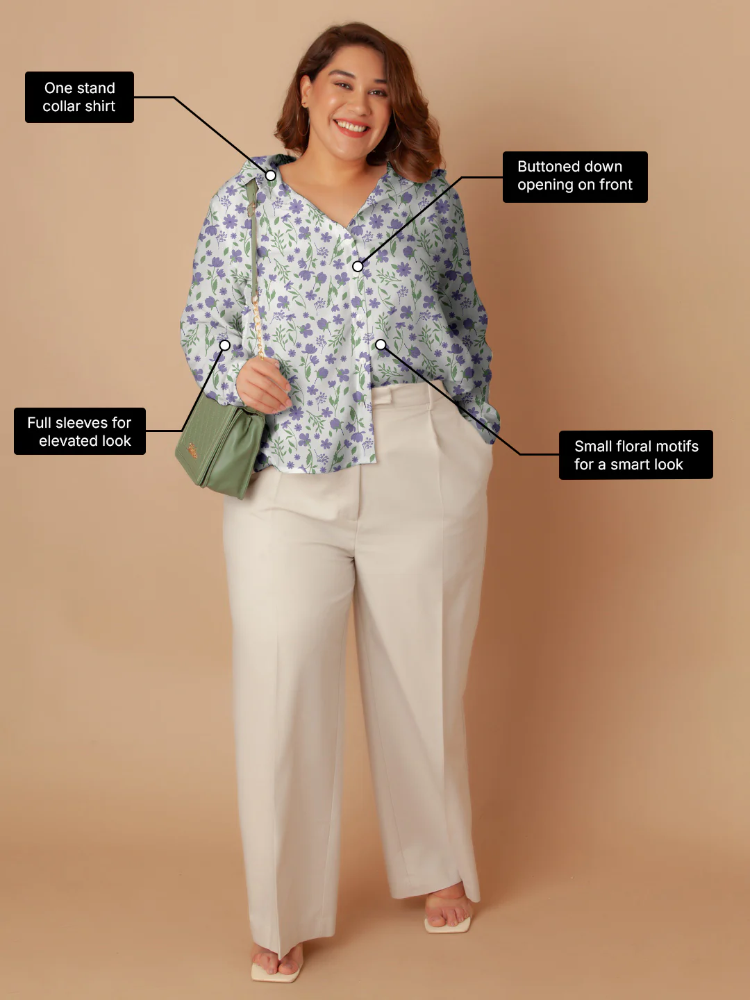 White Floral Print Buttoned Shirt - Image 3