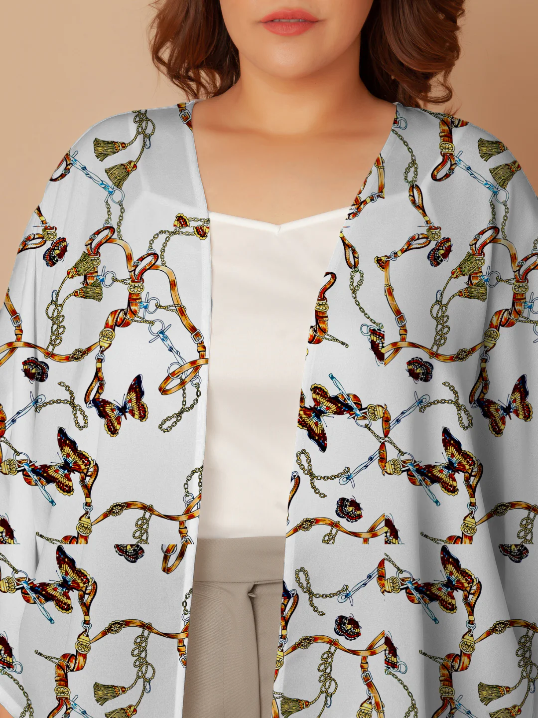 White Solid Peplum Shrug - Image 5