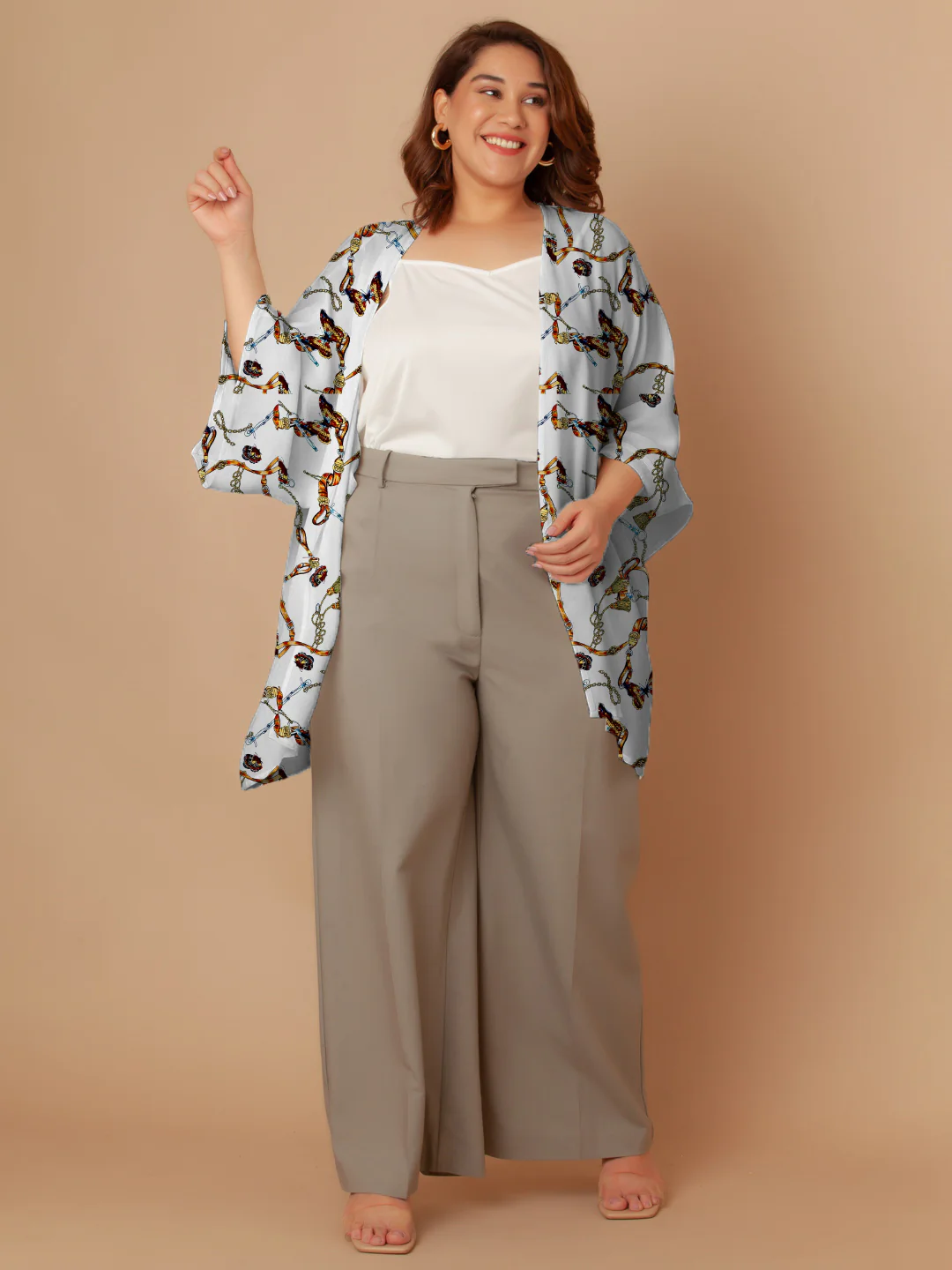 White Solid Peplum Shrug - Image 7