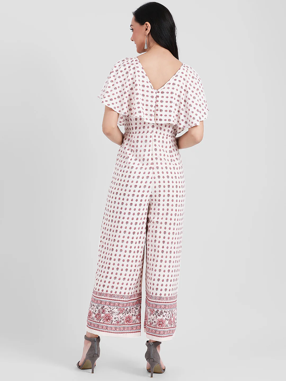 White Bohemian Flared Sleeve Jumpsuit - Image 4