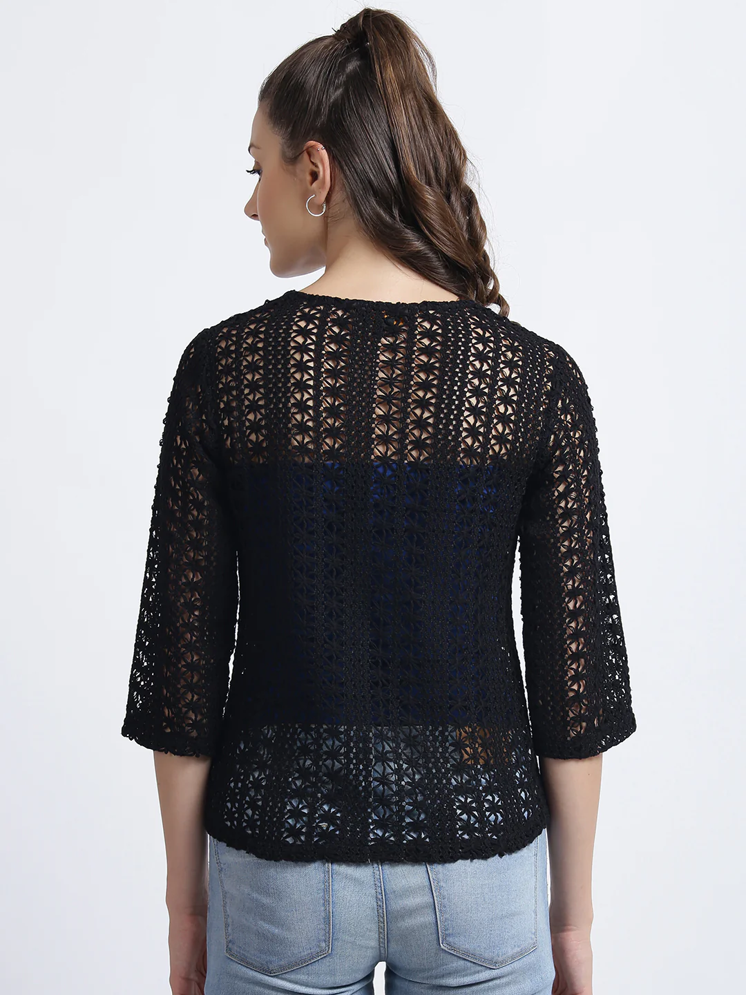 Black Embroidered Regular Shrug - Image 4