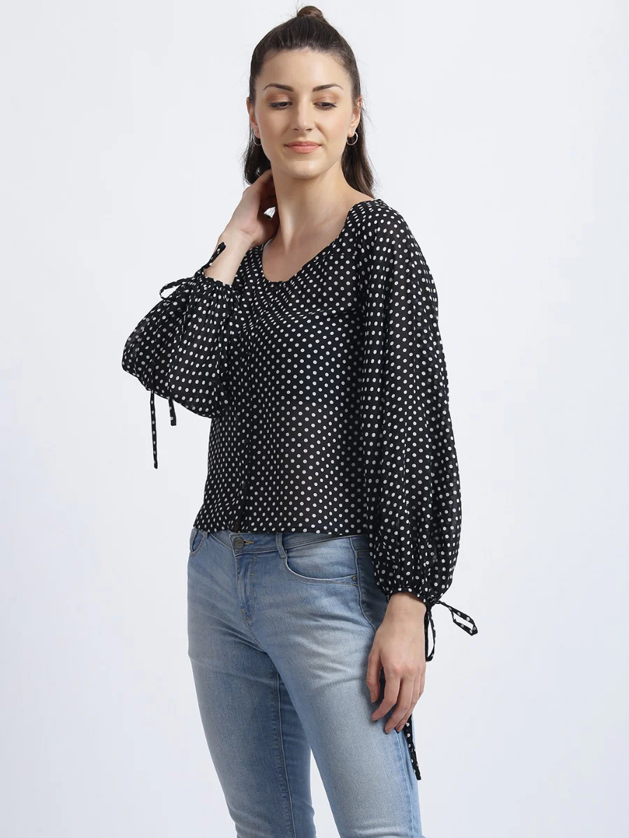 Black Polka Dots Regular Top - Image 3