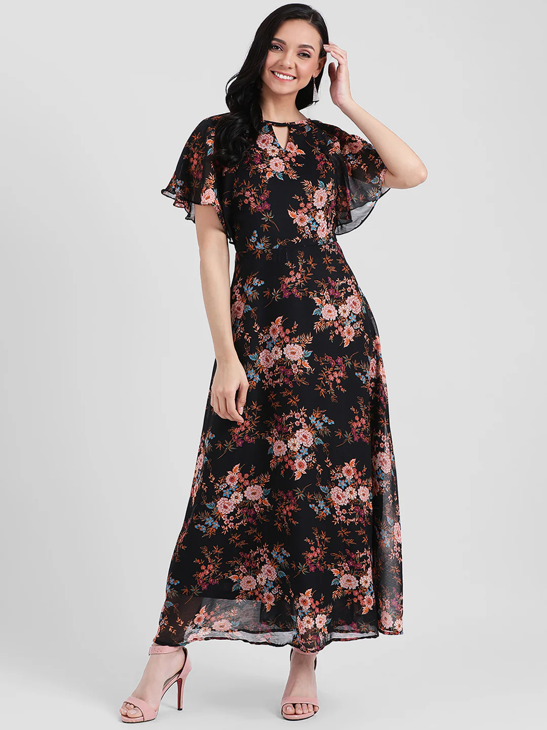 Black Printed Maxi Dress - Image 2